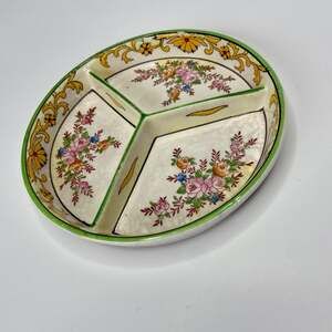 Vintage Ceramic Japanese Hand Painted Vanity Trinket Dish